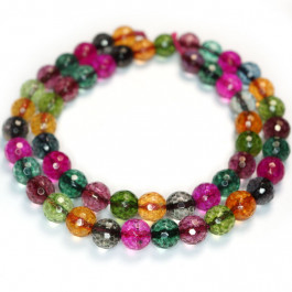 Cracked Glass Multi Colour 8mm Faceted Round Beads