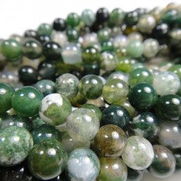 Moss Agate 6mm Round Beads