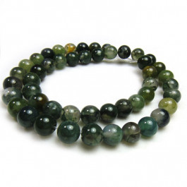 Moss Agate 8mm Round Beads