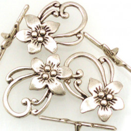 Tibetan Silver Flower Toggle Clasps (Pack 3)