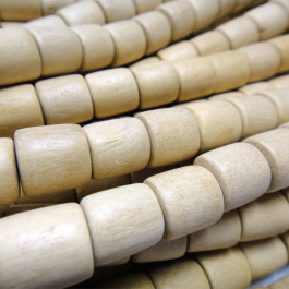 Natural White Wood 10x10mm Barrel Beads