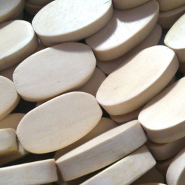Natural White Wood 15x20mm Flat Oval Beads