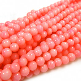 Pink Coral 4mm Round Beads