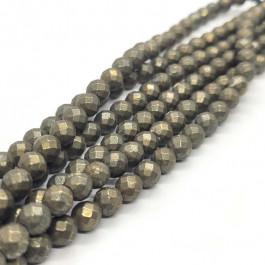 Pyrite 6mm Faceted Round Beads