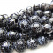 Fire Agate Black Faceted 8mm Round Beads