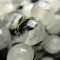 Black Rutilated Quartz 6mm Faceted Round Beads