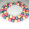 Natural White Wood Mixed Colour Beads - Rose Pink, Sky Blue and Natural