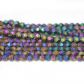 Matte Rainbow Hematite 4x4mm Diamond Cut Beads 