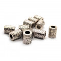 Tibetan Silver Large Hole Tube Beads (Pack 10)