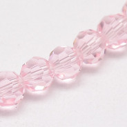 Misty Rose 6mm Faceted Round Glass Beads