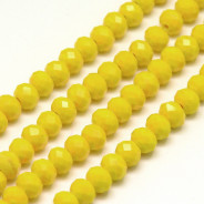 Yellow 6x4mm Faceted Abacus Glass Beads