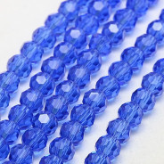 Blue 6mm Faceted Round Glass Beads