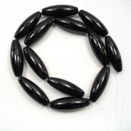 Black Onyx 10x30mm Long Rice Beads