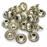 Tibetan Silver 10mm Bead Caps (Pack 20)
