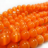 Cats Eye Orange 8mm Round Beads