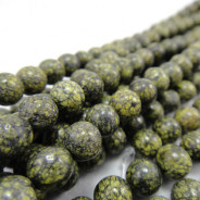 Yellow Cracked Mashan Jade 6mm Round Beads