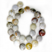 Crazy Lace Agate 14mm Puffy Coin Beads