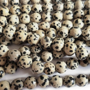 Dalmatian Jasper 10mm Faceted Round Beads