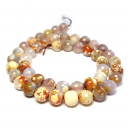 Fire Agate Brown 8mm Faceted Round Beads