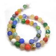 Fire Agate Multi-Colour 8mm Faceted Round Beads