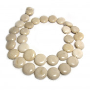 Fossil Stone 12mm Coin Beads