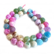 Fire Agate Pastel Colour 10mm Faceted Round Beads