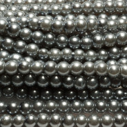 Grey Glass Pearls 6mm Round Beads