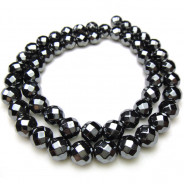 Hematite Faceted 6mm Round Beads