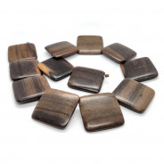 Kamagong (Tiger Ebony) Top Drilled Square Beads