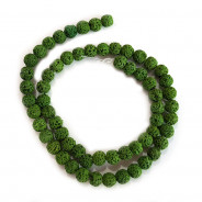 Dyed Lava Rock Green 6mm Round Beads