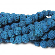 Dyed Lava Rock Azure Blue 6mm Round Beads