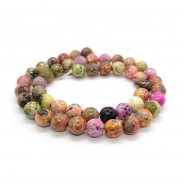Fire Agate Multi-Colour 8mm Faceted Round Beads-087-7