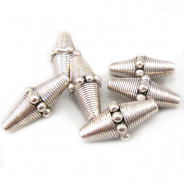 Tibetan Silver 22x10mm Studded Bicone Beads (Pack 6)