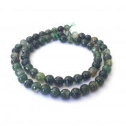 Moss Agate Faceted 6mm Round Beads