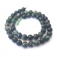 Moss Agate Faceted 8mm Round Beads