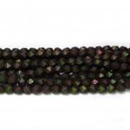 Matte Black Colourful Hematite 4x4mm Diamond Cut Beads