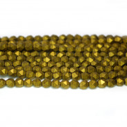 Matte Golden Hematite 4x4mm Diamond Cut Beads