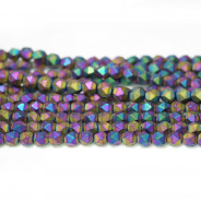 Matte Rainbow Hematite 4x4mm Diamond Cut Beads