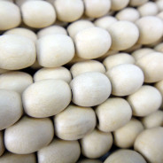 Natural White Wood 8x10mm Oval Wood Beads - Raw