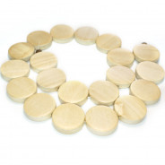Natural White Wood Flat Round Beads
