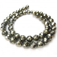 Pyrite 8mm 64 Faceted Round Beads