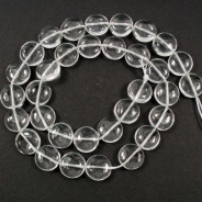 Rock Crystal 12mm Coin Beads