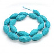 Synthetic Turquoise Faceted Rice Beads