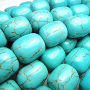 Reconstituted Turquoise Rounded Barrel Beads