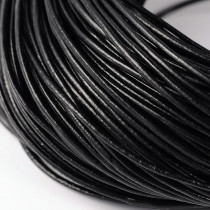 Black Cowhide Leather Cord 1mm Round 10M Roll