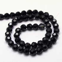 Black 8mm Faceted Round Glass Beads