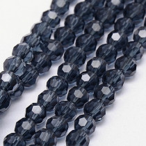 Prussian Blue 6mm Faceted Round Glass Beads