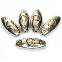 Tibetan Silver Oval 20x9x6mm Beads (Pack 5)