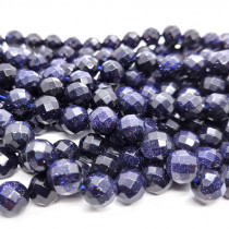 Blue Goldstone Faceted 10mm Round Beads