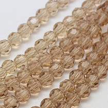 Burly Wood 4mm Faceted Round Glass Beads